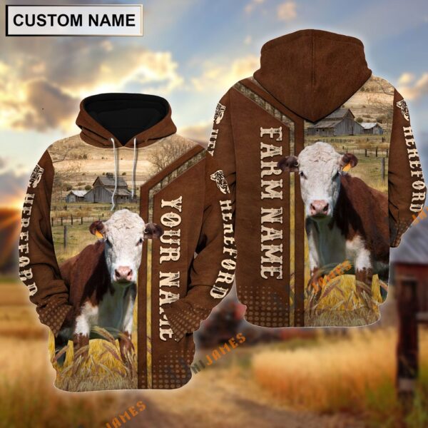 Hereford Personalized Name, Farm Name 3D Hoodie, Farm Hoodie, Farmher Shirt