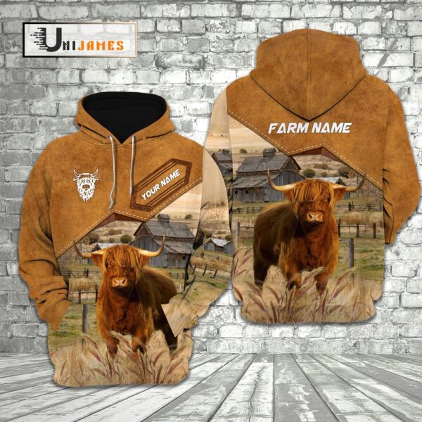 Highland Cattle Personalized Name Farming Life 3D Hoodie, Farm Hoodie, Farmher Shirt