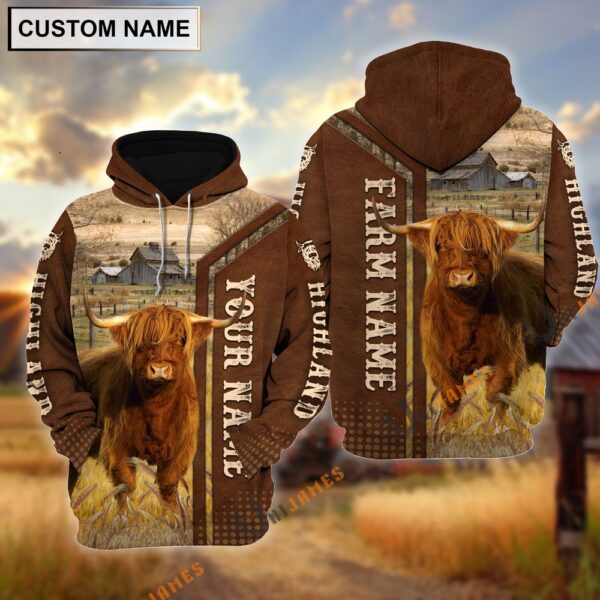 Highland Personalized Name, Farm Name 3D Hoodie, Farm Hoodie, Farmher Shirt