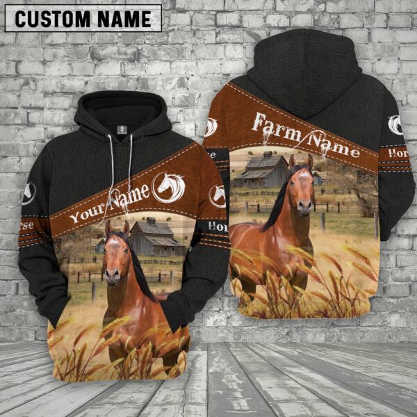 Horse On Farms Custom Name Printed 3D Black Hoodie, Farm Hoodie, Farmher Shirt