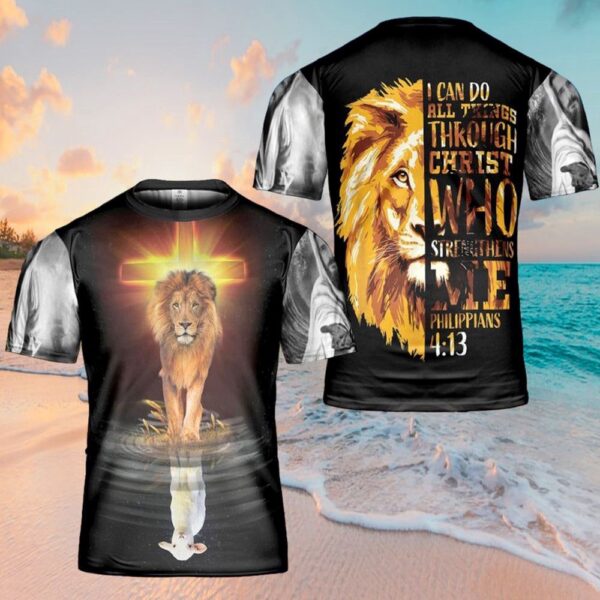 I Can Do All Things Lion Jesus 3D T-Shirt, Christian T Shirt, Jesus Tshirt Designs, Jesus Christ Shirt