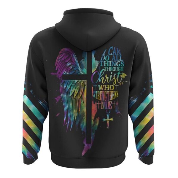 I Can Do All Things Through Christ Half Wings Colorful Hoodie, Christian Hoodie, Bible Hoodies, Religious Hoodies