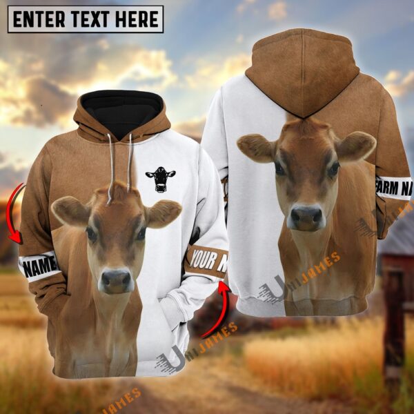 Jersey Cattle And White Personalized Name Shirt, Farm Hoodie, Farmher Shirt