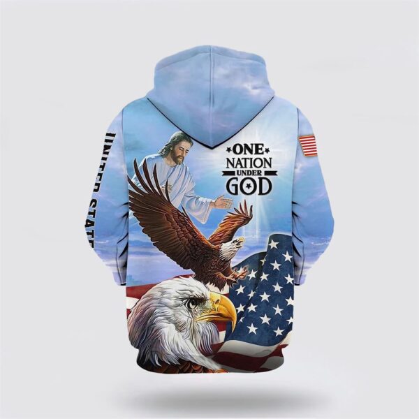 Jesus American Eagles Flag One Nation Under God 3D Hoodie, Christian Hoodie, Bible Hoodies, Scripture Hoodies