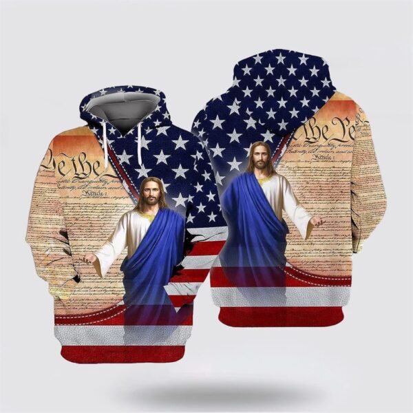 Jesus American Flag All Over Print Hoodie Shirt, Christian Hoodie, Bible Hoodies, Scripture Hoodies