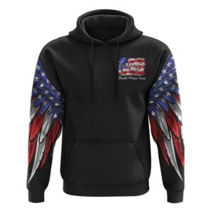 Jesus American Flag Wings Arm Hoodie,…