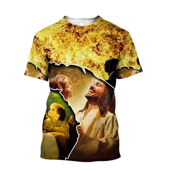 Jesus And Baby Jesus Unisex 3D T-Shirt, Christian T Shirt, Jesus Tshirt Designs, Jesus Christ Shirt
