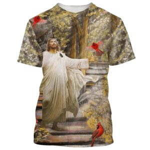 Jesus And Cardinal 3D T-Shirt, Christian…