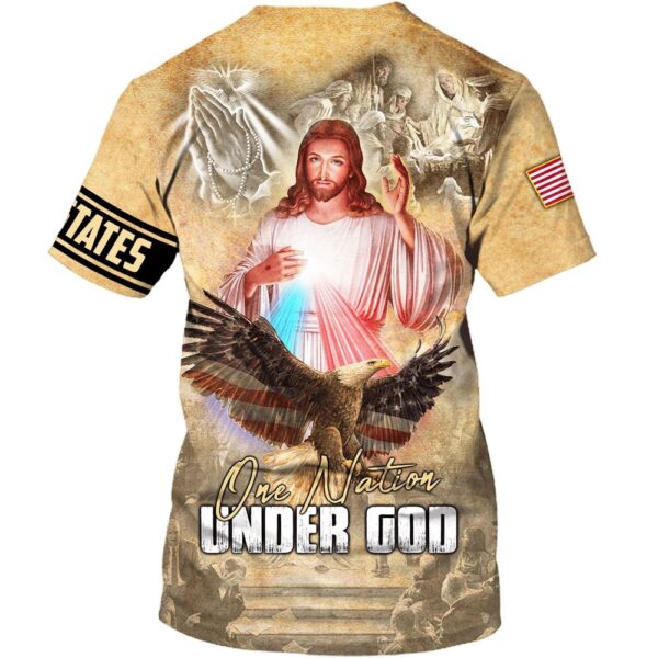 Jesus And Eagle American Flag 3D T-Shirt, Christian T Shirt, Jesus Tshirt Designs, Jesus Christ Shirt