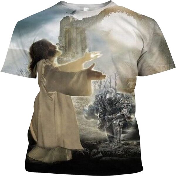 Jesus And Knight Templar Jesus Is My Savior 3D T-Shirt, Christian T Shirt, Jesus Tshirt Designs, Jesus Christ Shirt