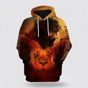 Jesus And Lion 3D Hoodie Faith…
