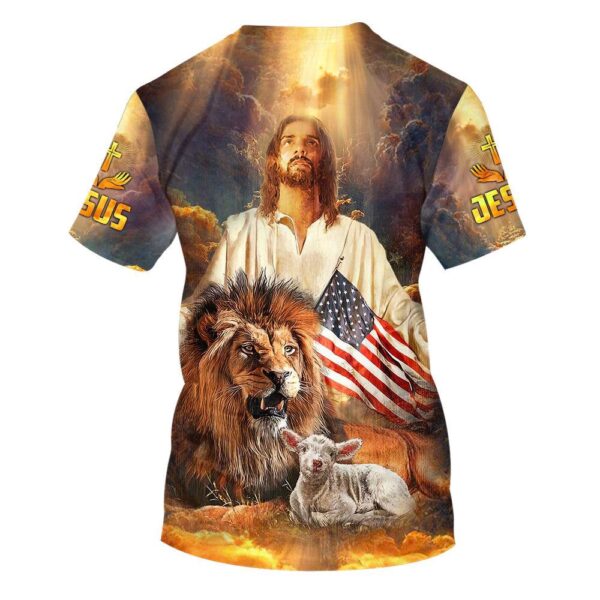 Jesus And Lion Lamb 3D T-Shirt, Christian T Shirt, Jesus Tshirt Designs, Jesus Christ Shirt