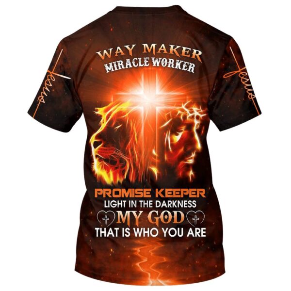Jesus And Lion Way Maker Miracle Worker Promise Keeper Light 3D T-Shirt, Christian T Shirt, Jesus Tshirt Designs, Jesus Christ Shirt