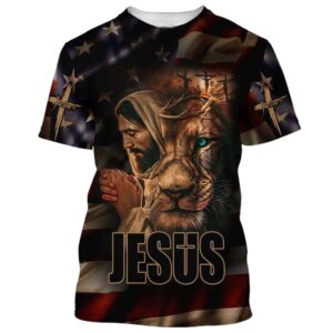 Jesus And The Lion 3D T-Shirt,…