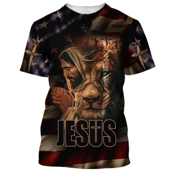 Jesus And The Lion 3D T-Shirt, Christian T Shirt, Jesus Tshirt Designs, Jesus Christ Shirt