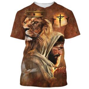 Jesus And The Lion Of Judah 1 3D T Shirt Christian T Shirt Jesus Tshirt Designs Jesus Christ Shirt 1 iqdnwh.jpg