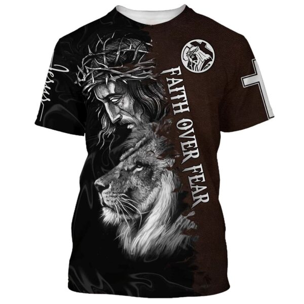Jesus And The Lion Of Judah 2 3D T-Shirt, Christian T Shirt, Jesus Tshirt Designs, Jesus Christ Shirt