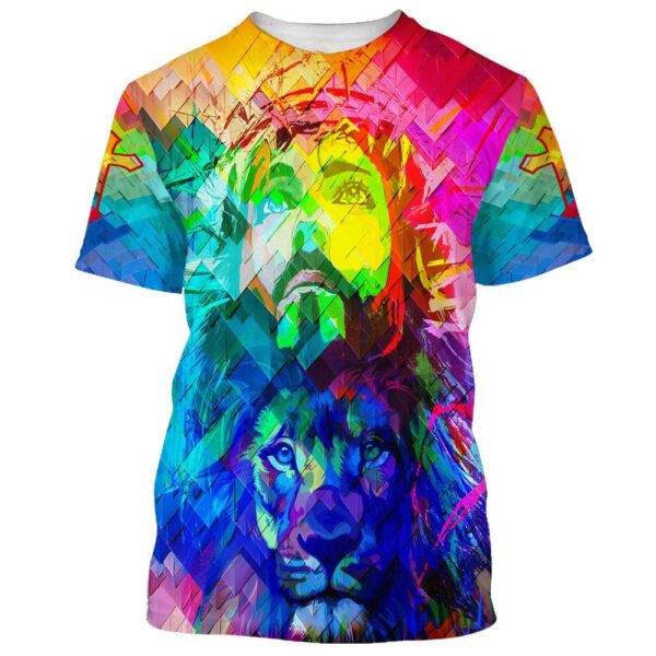 Jesus Christ And Lion 3D T-Shirt, Christian T Shirt, Jesus Tshirt Designs, Jesus Christ Shirt