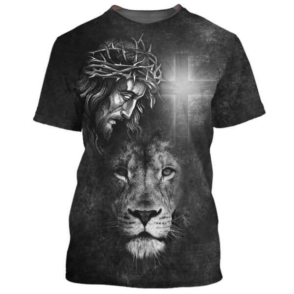 Jesus Christ And The Lion 3D T-Shirt, Christian T Shirt, Jesus Tshirt Designs, Jesus Christ Shirt