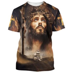 Jesus Christ Crucified 3D T-Shirt, Christian…