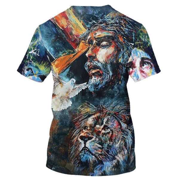 Jesus Christ Lion And Dove 3D T-Shirt, Christian T Shirt, Jesus Tshirt Designs, Jesus Christ Shirt