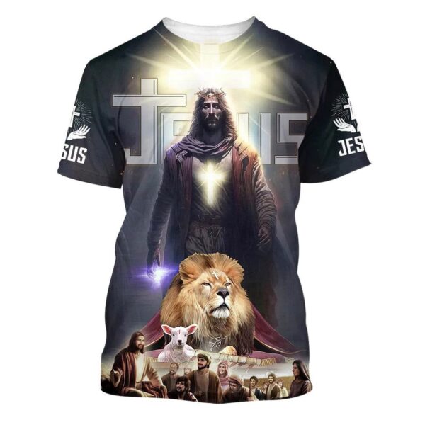 Jesus Christ Lion And Lamb 3D T-Shirt, Christian T Shirt, Jesus Tshirt Designs, Jesus Christ Shirt