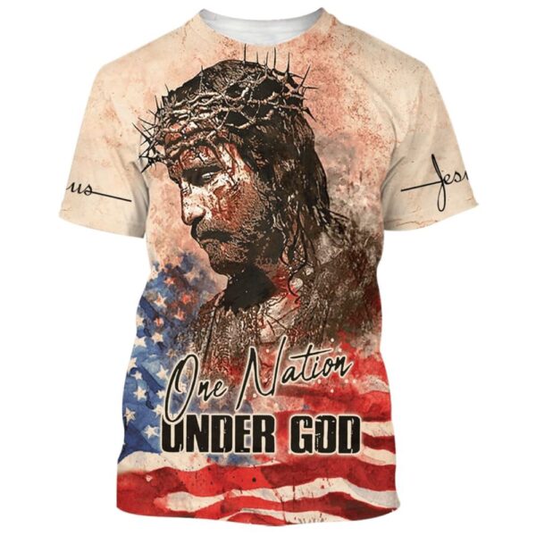 Jesus Christ One Nation Under God 3D T-Shirt, Christian T Shirt, Jesus Tshirt Designs, Jesus Christ Shirt