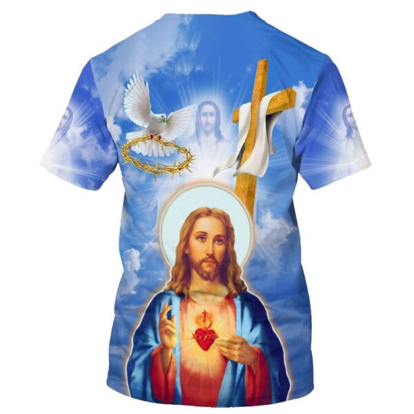 Jesus Christ Sacred Heart 3D T-Shirt, Christian T Shirt, Jesus Tshirt Designs, Jesus Christ Shirt