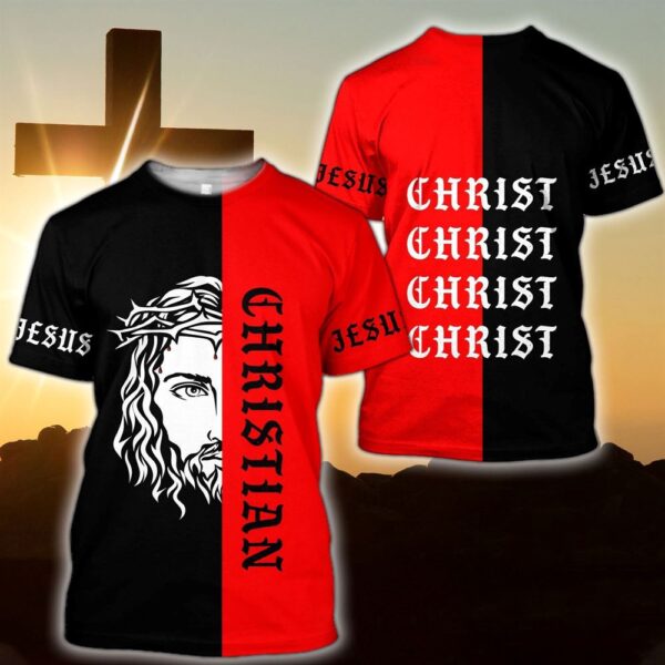 Jesus Christian Pablo Vibe Black And Red Color Jesus 3D T-Shirt, Christian T Shirt, Jesus Tshirt Designs, Jesus Christ Shirt