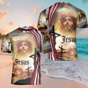 Jesus Cross 2 3D T-Shirt, Christian…