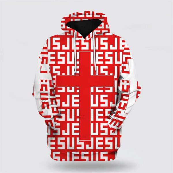 Jesus Cross Red Hoodies Jesus 3D Hoodie, Christian Hoodie, Bible Hoodies, Scripture Hoodies