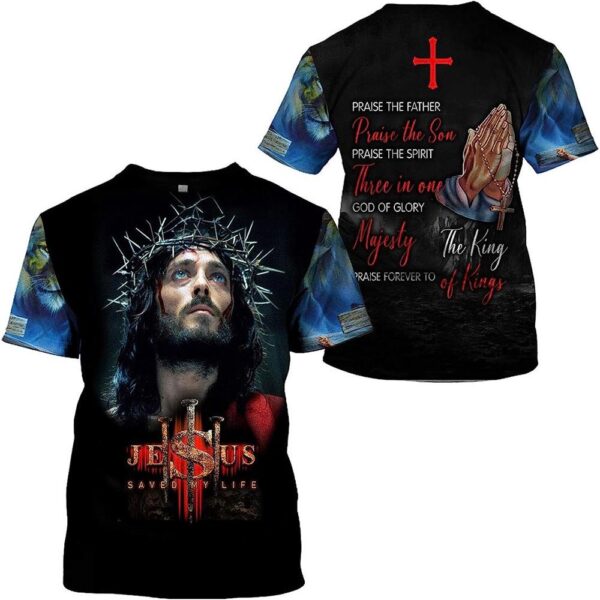 Jesus Crown Of Thorns Jesus Saved My Life 3D T-Shirt, Christian T Shirt, Jesus Tshirt Designs, Jesus Christ Shirt