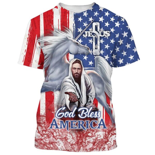 Jesus God Bless America 3D T Shirt, Christian T Shirt, Jesus Tshirt Designs, Jesus Christ Shirt