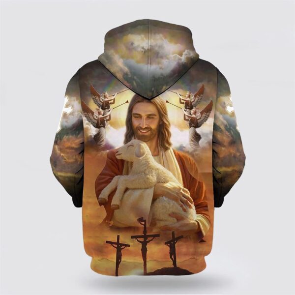 Jesus Holding Lamb All Over Print Hoodie Shirt, Christian Hoodie, Bible Hoodies, Scripture Hoodies