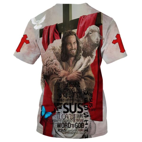 Jesus Holding Sheep 3D T Shirt, Christian T Shirt, Jesus Tshirt Designs, Jesus Christ Shirt