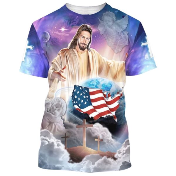 Jesus Holding The Earth 3D T Shirt, Christian T Shirt, Jesus Tshirt Designs, Jesus Christ Shirt