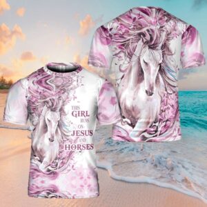 Jesus Horse Girl 3D T Shirt,…
