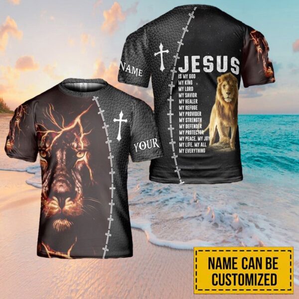 Jesus Is My God Jesus Is My King Custom Name 3D T Shirt, Christian T Shirt, Jesus Tshirt Designs, Jesus Christ Shirt
