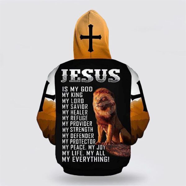 Jesus Is My God My King Cross Lion 3D Hoodie, Christian Hoodie, Bible Hoodies, Scripture Hoodies