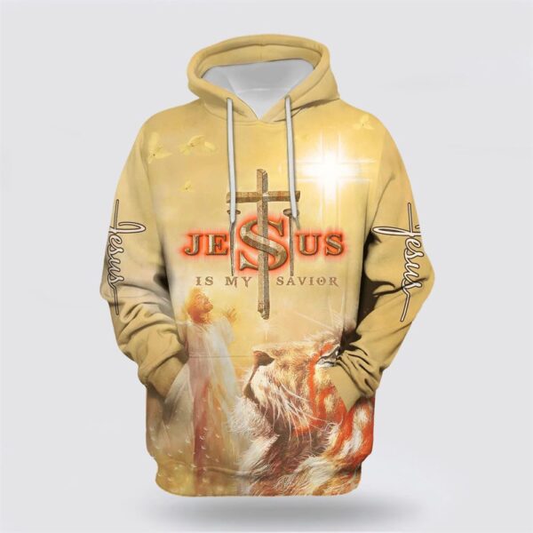 Jesus Is My Savior Jesus And Lion 3D Hoodie, Christian Hoodie, Bible Hoodies, Scripture Hoodies