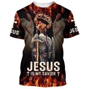 Jesus Is My Savior Warrior Crown Of Thorns 3D T Shirt Christian T Shirt Jesus Tshirt Designs Jesus Christ Shirt 1 mybwds.jpg