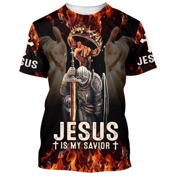 Jesus Is My Savior Warrior Crown Of Thorns 3D T Shirt, Christian T Shirt, Jesus Tshirt Designs, Jesus Christ Shirt