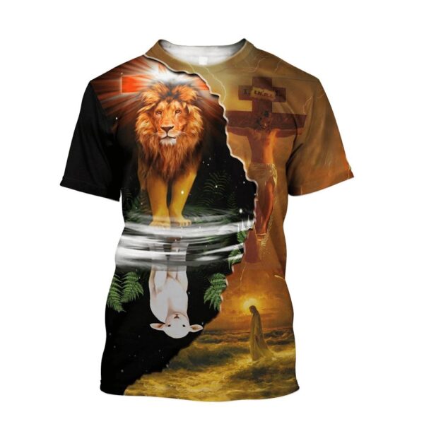 Jesus Lion And Lamb Jesus 3D T Shirt, Christian T Shirt, Jesus Tshirt Designs, Jesus Christ Shirt