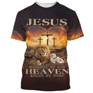 Jesus Lion And Lamb Jesus Because Of Him Heaven Knows My Name 3D T Shirt Christian T Shirt Jesus Tshirt Designs Jesus Christ Shirt 1 txjgb1.jpg