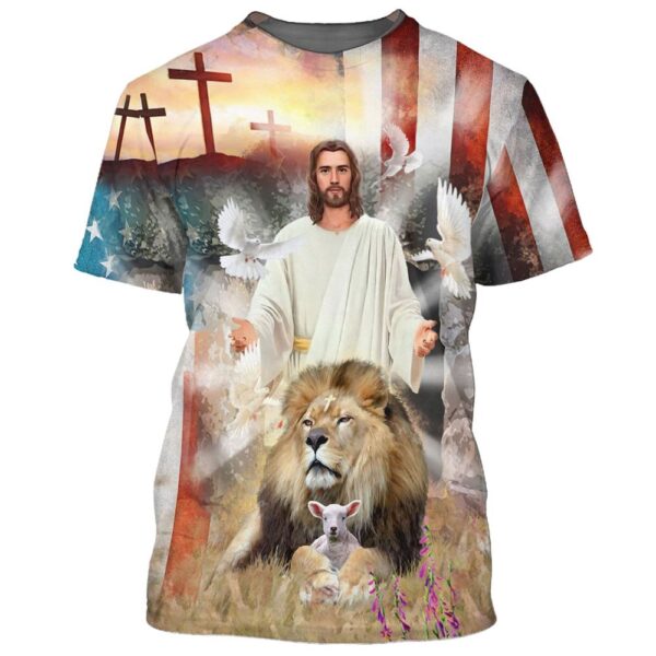 Jesus Lion And The Lamb 1 3D T Shirt, Christian T Shirt, Jesus Tshirt Designs, Jesus Christ Shirt