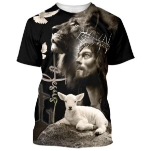 Jesus Lion And The Lamb Black 3D T Shirt Christian T Shirt Jesus Tshirt Designs Jesus Christ Shirt 1 ltpnmy.jpg