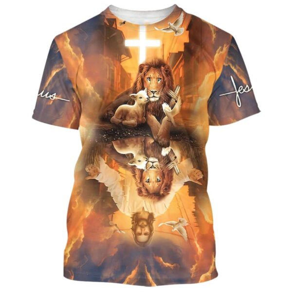 Jesus Lion And The Lamb Dove 3D T Shirt, Christian T Shirt, Jesus Tshirt Designs, Jesus Christ Shirt