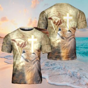 Jesus Lion Cross 3D T Shirt,…
