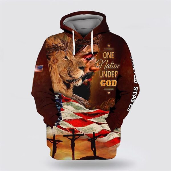 Jesus Lion Face American Flag All Over Print Hoodie Shirt, Christian Hoodie, Bible Hoodies, Scripture Hoodies