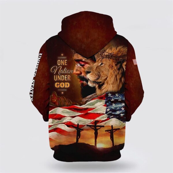 Jesus Lion Face American Flag All Over Print Hoodie Shirt, Christian Hoodie, Bible Hoodies, Scripture Hoodies